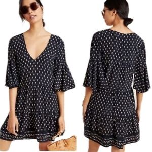 Faithfull the Brand X Anthropologie FRESA black white floral tunic dress XL